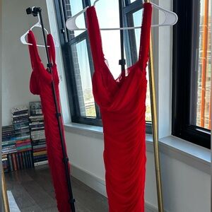 Scrunchy Red long Dress